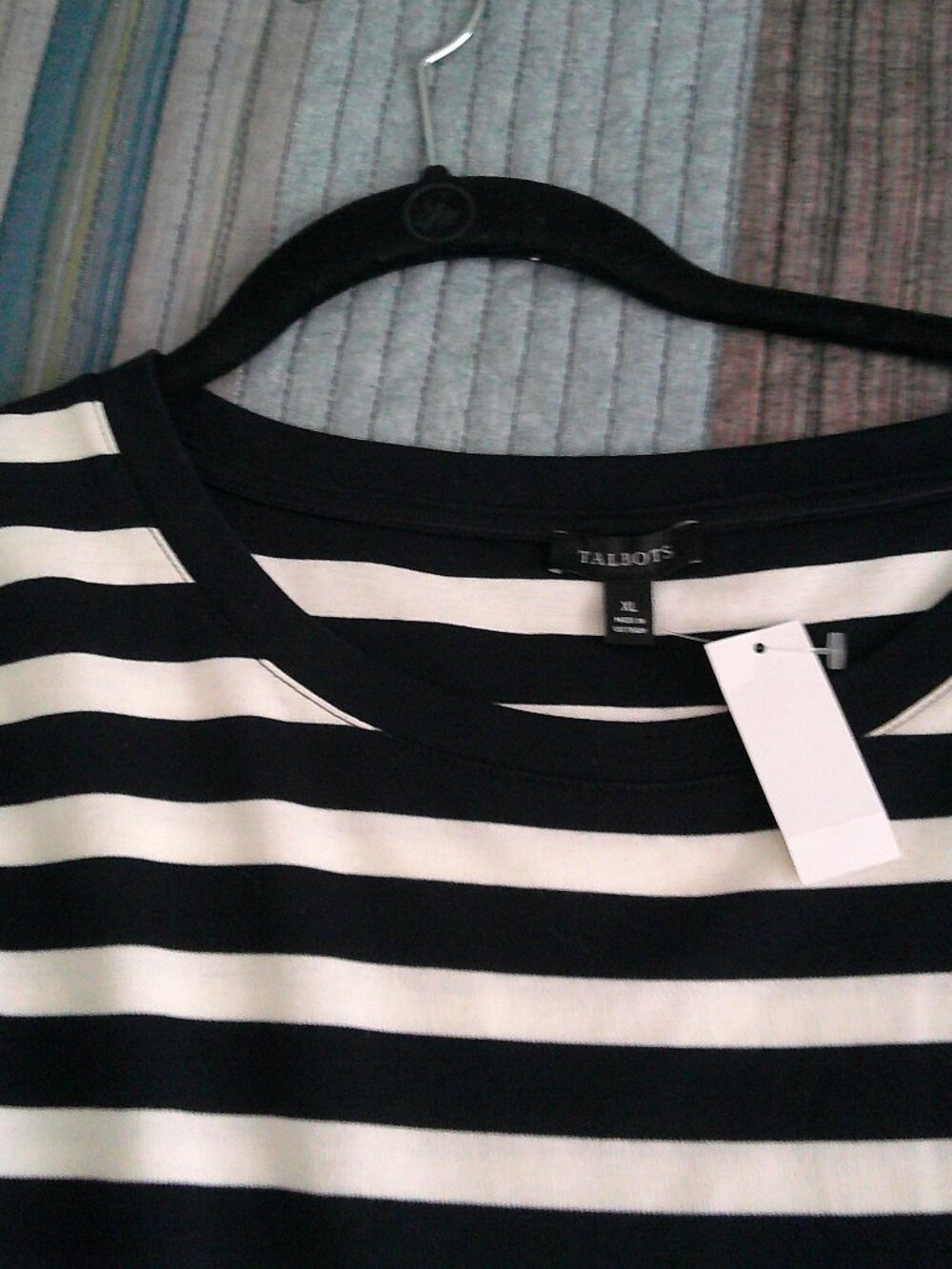 Talbots black and white striped front tie  designer top NEW Size XL - Picture 4 of 4